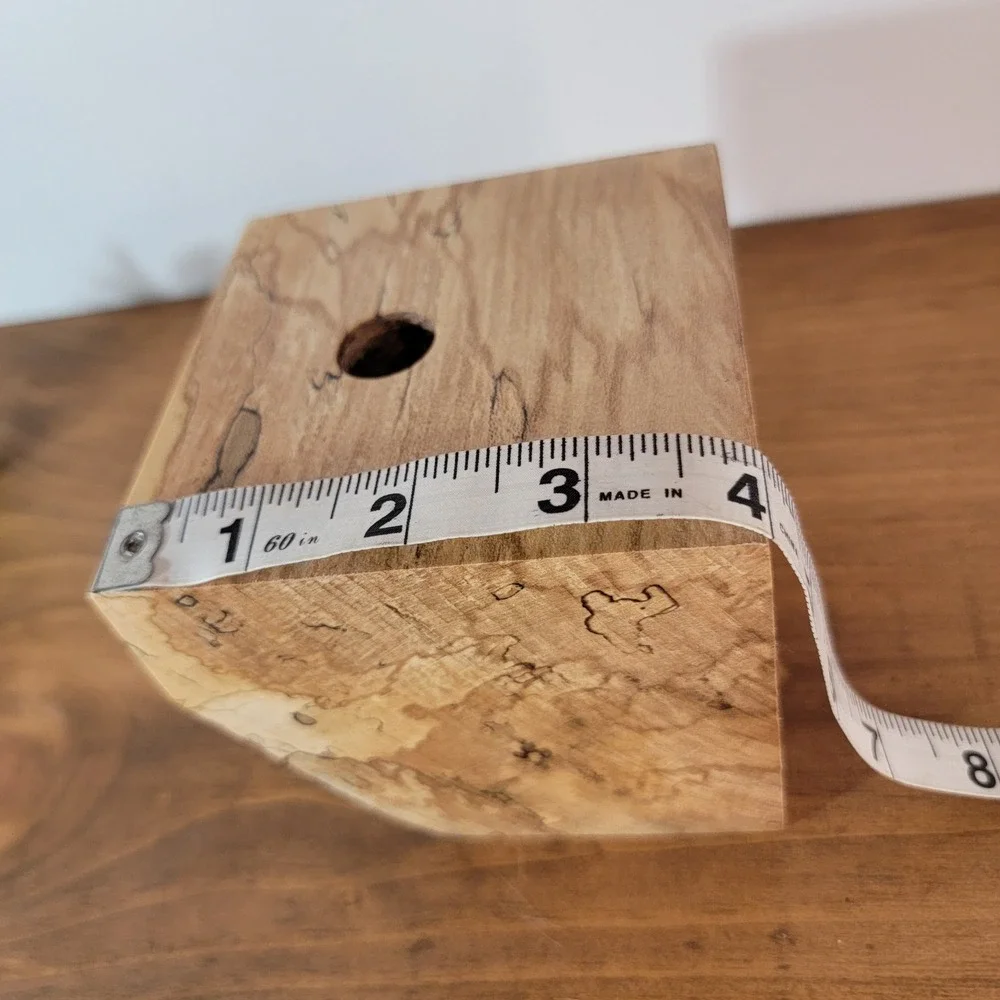 Handcrafted Spalted Maple Wood Bud Vase Live Edge Block Candle Holder Rustic